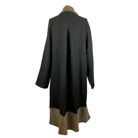 Alembika Wool Blend Long Open Cardigan Jacket Coat Brown Black Size 3/XL Israel - Picture 4 of 16